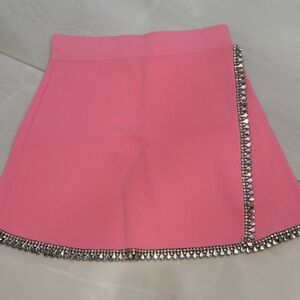 Zara Pink Mini Skirt with Silver Embellishments